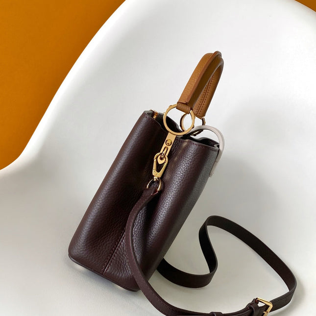 LV 26S CAPUCINES BAG 27 IN REDDISH BROWN TAURILLON CALFSKIN