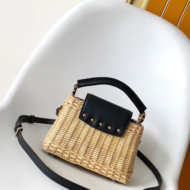 LV CAPUCINES BB BAG 27 PINIC IN BLACK CALFSKIN GOLD HARDWARE