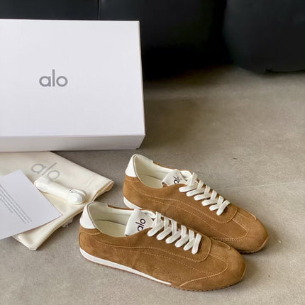 ALO 25S SUNSET SNEAKER IN BROWN SUEDE