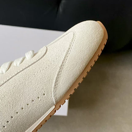 ALO 25S SUNSET SNEAKER IN CREAM WHITE SUEDE