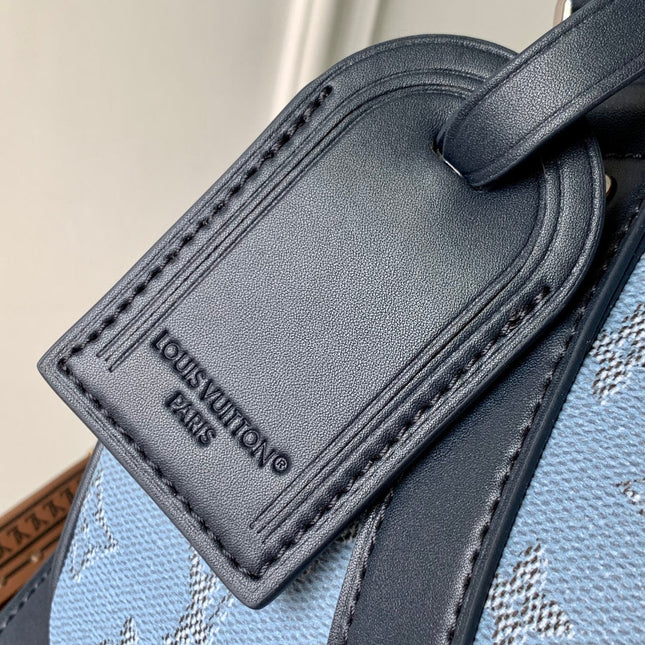 KEEPALL BANDOULIÈRE 25 INSKY BLUE MONOGRAM HERITAGE CANVAS DARK BLUE CALFSKIN