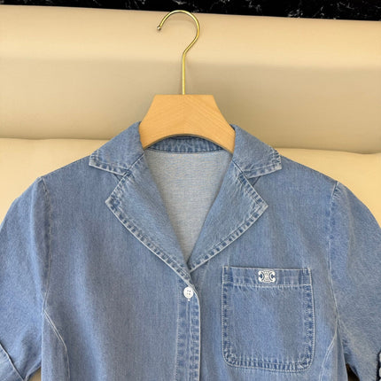 CELINE 26S LONG SHORT SLEEVE DENIM DRESS 366