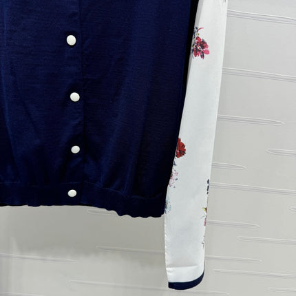ERDOS FLORAL PATTERN CREW NECK LONG-SLEEVE KNIT CARDIGAN 274824