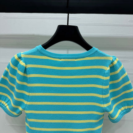 VIVIENE 25S SHORT SLEEVE STRIPED ROUND NECK KNIT SWEATER 264250