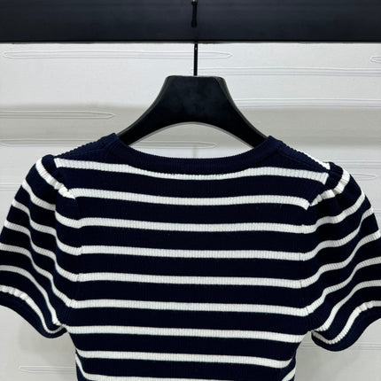 VIVIENE 25S SHORT SLEEVE STRIPED ROUND NECK KNIT SWEATER 264249