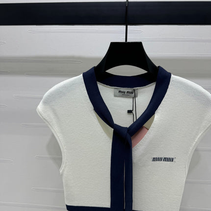 MIU 25S ICE STRIPE KNIT VEST 264114