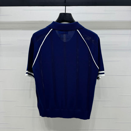 MIU 25S ROUND NECK STRIPED KNIT RAGLAN SHORT SLEEVES 264109