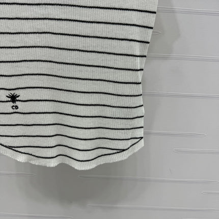 DIOR 25S SHORT SLEEVE STRIPED V-NECK SWEATER 264078