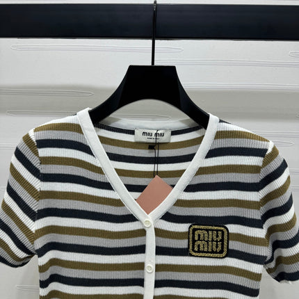 MIUMIU SHORT-SLEEVE KNIT CARDIGAN 274944
