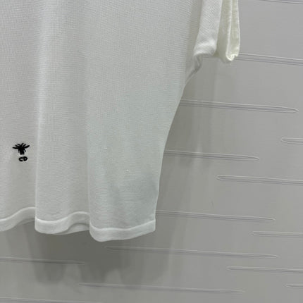 DIOR V-NECK KNITTED SHORT-SLEEVE T-SHIRT WHITE 274934