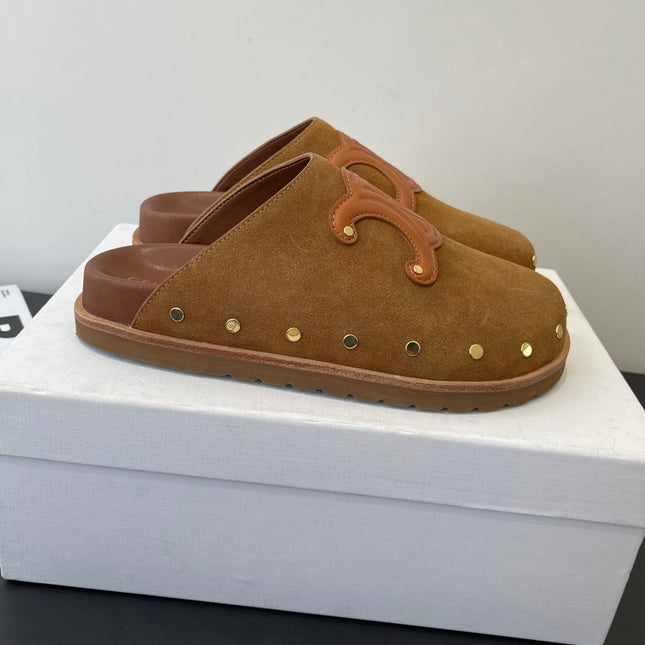 CELINE 26S MULE IN BROWN SUEDE