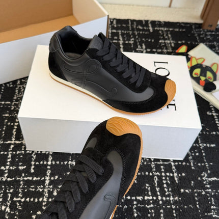 LOEWE 26S FLOW RUNNER SNEAKER IN BLACK SUEDE AND LAMBSKIN
