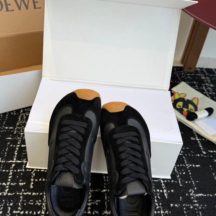 LOEWE 26S FLOW RUNNER SNEAKER IN BLACK SUEDE AND LAMBSKIN