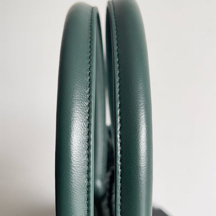 BOTTEGA VENETA 25S LARGE CABAT BAG 51 IN DEEP SLATE GREEN LAMBSKIN