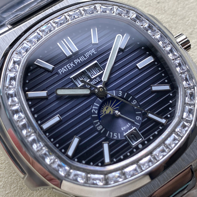 NAUTILUS STEEL ATTACHED DIAMOND BEZEL DARK BLUE DIAL