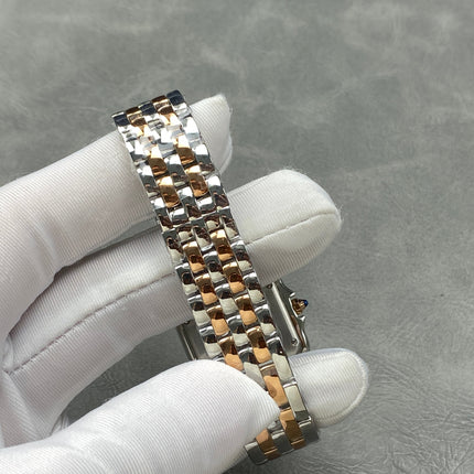 CARTIER PANTHÈRE MEDIUM WATCH GOLD PINK AND SILVER CASE WITH CRYSTALS
