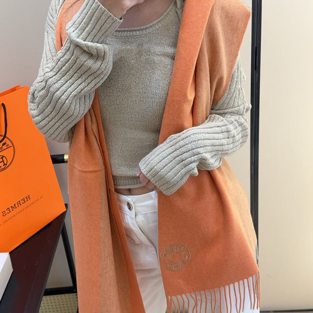 HERMES 25S SCARF 190 IN CASHMERE 986050