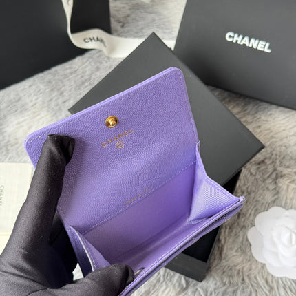 LEBOY WALLET 11 IN BABY PURPLE GRAINED CALFSKIN GOLD-TONE HARDWARE