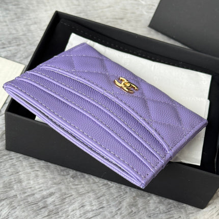 CHANEL 25S CARD HOLDER 11 IN LAVENDER PURPLE CAVIAR GOLD HARDWARE