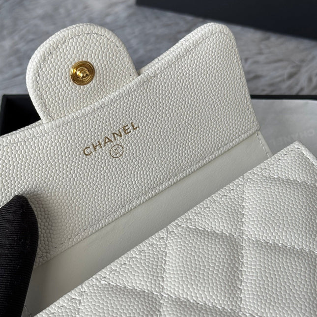 CHANEL 25S CF SMALL TRI FOLD WALLET 11 IN IVORY CAVIAR GOLD HARDWARE