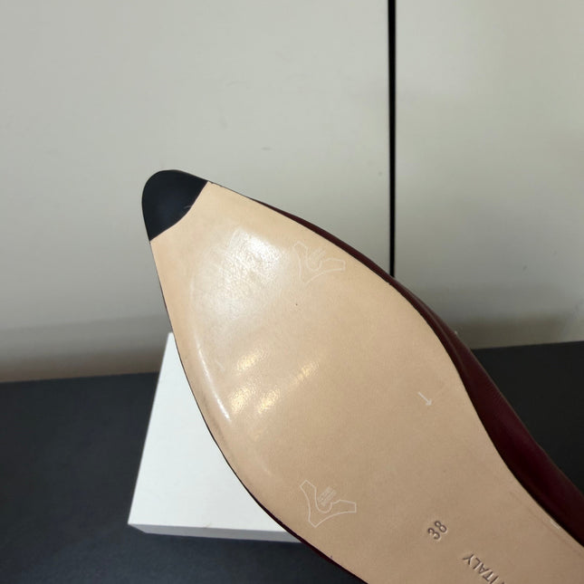 THE ROW 26S POINTED TOE BALLET FLATS IN WINE RED LAMBSKIN
