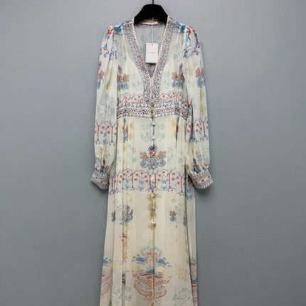 ZIMMERMANN 26S BEADED EMBROIDERED CHIFFON MAXI DRESS STYLE 32