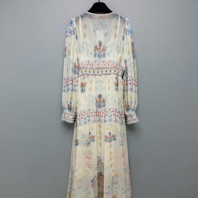 ZIMMERMANN 26S BEADED EMBROIDERED CHIFFON MAXI DRESS STYLE 32