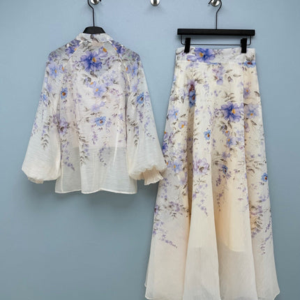 ZIMMERMANN 26S PATTERNED TOP AND SKIRT SET STYLE 24