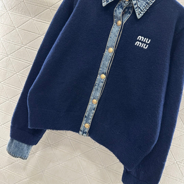MIUMIU KNIT JACKET WITH DENIM STYLE 737