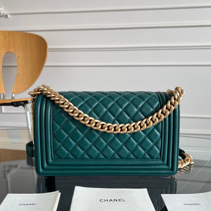 CHANEL 25S BOY BAG 25 IN DARK GREEN LAMBSKIN