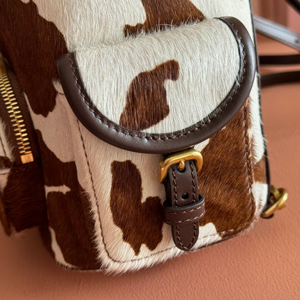 MIUMIU 26S BACKPACK 25 IN CREAM WHITE AND BROWN PONY HAIR