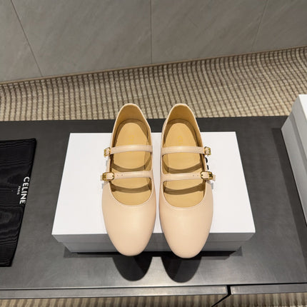 CELINE 26S BALLET FLATS IN BEIGE CALFSKIN