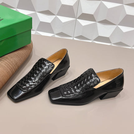 BOTTEGA VENETA 26S VENTURA LOAFERS 40 MM IN BLACK INTRECCIATO CALFSKIN