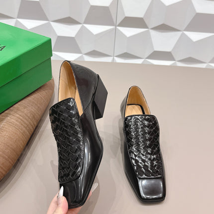 BOTTEGA VENETA 26S VENTURA LOAFERS 40 MM IN BLACK INTRECCIATO CALFSKIN