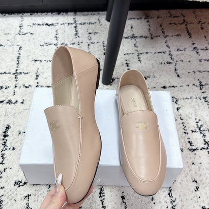 CELINE 26S AURA TRIOMPHE LOAFERS IN BEIGE LAMBSKIN