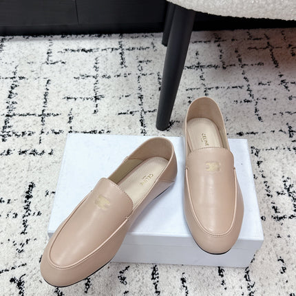CELINE 26S AURA TRIOMPHE LOAFERS IN BEIGE LAMBSKIN