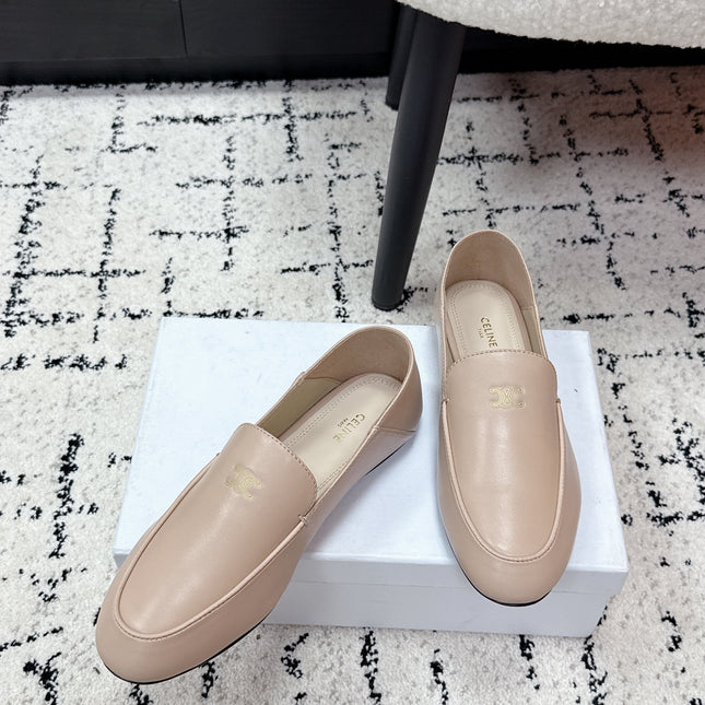 CELINE 26S AURA TRIOMPHE LOAFERS IN BEIGE LAMBSKIN