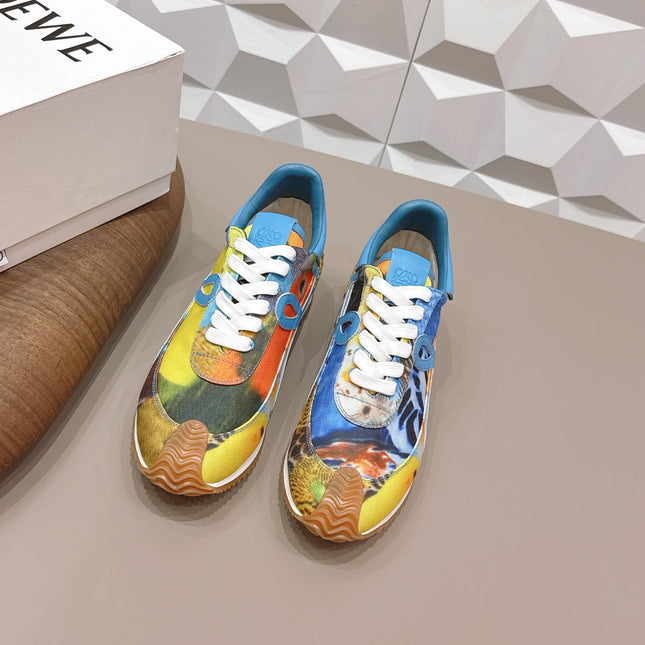 LOEWE 26S FLOW RUNNER SNEAKER IN MULTICOLOR FABRIC AND CALFSKIN STYLE 3