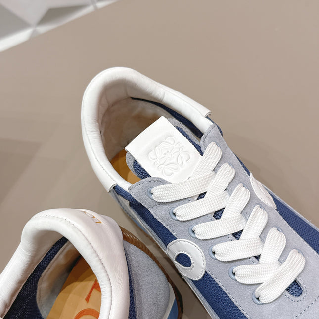 LOEWE 26S FLOW RUNNER SNEAKER IN LIGHT GRAY AND BLUE SUEDE AND CALFSKIN STYLE 2