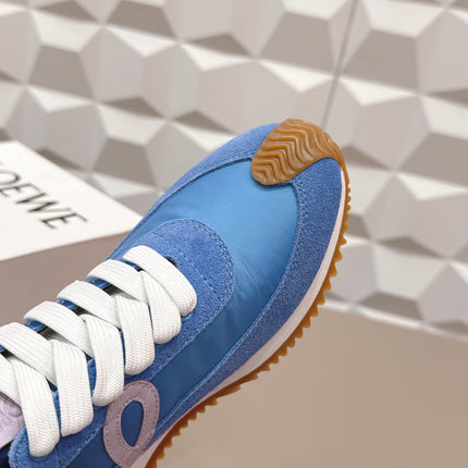 LOEWE 26S FLOW RUNNER SNEAKER IN BLUE SUEDE AND CALFSKIN STYLE 1