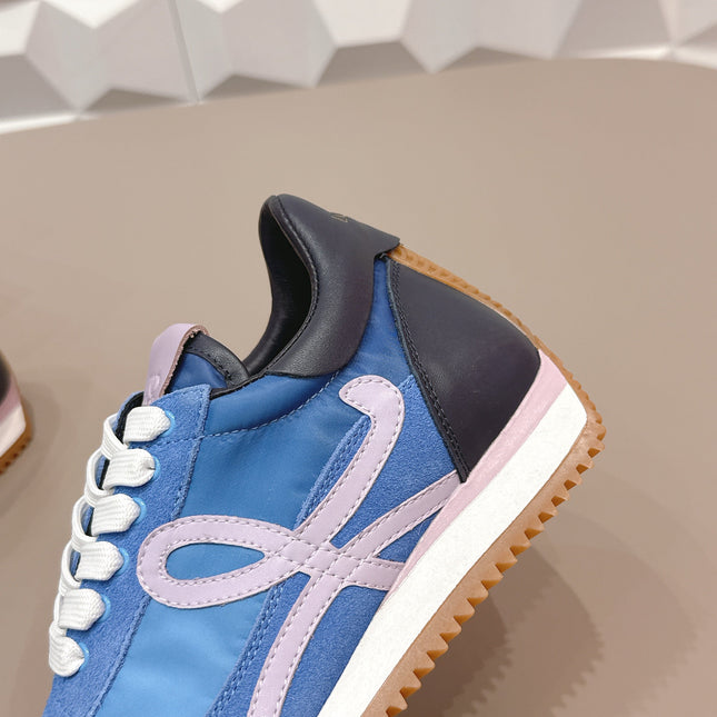 LOEWE 26S FLOW RUNNER SNEAKER IN BLUE SUEDE AND CALFSKIN STYLE 1