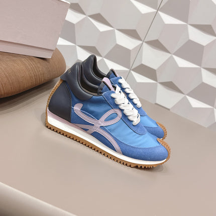 LOEWE 26S FLOW RUNNER SNEAKER IN BLUE SUEDE AND CALFSKIN STYLE 1