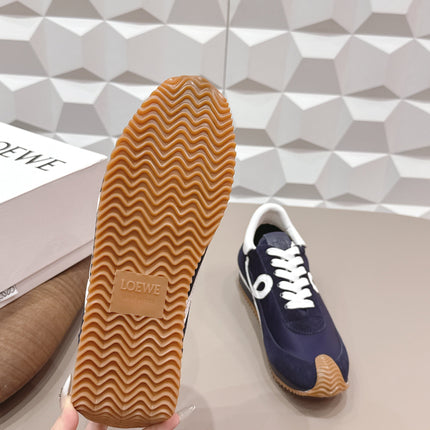 LOEWE 26S FLOW RUNNER SNEAKER IN NAVY BLUE SUEDE AND WHITE CALFSKIN