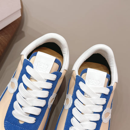 LOEWE 26S FLOW RUNNER SNEAKER IN BLUE AND NUDE SUEDE AND WHITE CALFSKIN