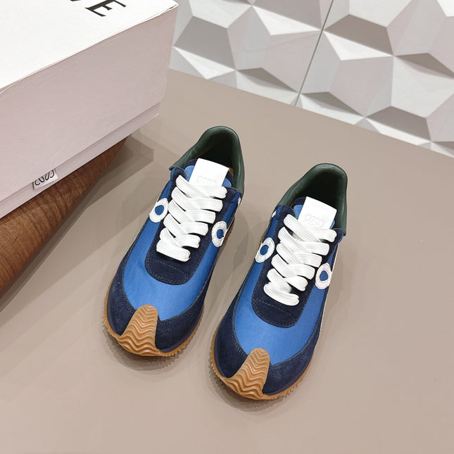 LOEWE 26S FLOW RUNNER SNEAKER IN NAVY AND BLUE SUEDE AND CALFSKIN
