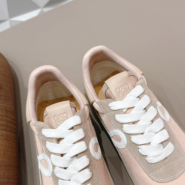 LOEWE 26S FLOW RUNNER SNEAKER IN LIGHT BEIGE SUEDE AND CALFSKIN