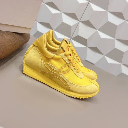 LOEWE 26S FLOW RUNNER SNEAKER IN YELLOW SUEDE AND CALFSKIN