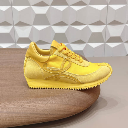 LOEWE 26S FLOW RUNNER SNEAKER IN YELLOW SUEDE AND CALFSKIN