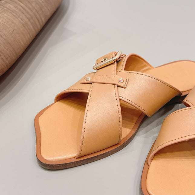 CHLOÉ 26S SANDALS IN LIGHT BROWN CALFSKIN
