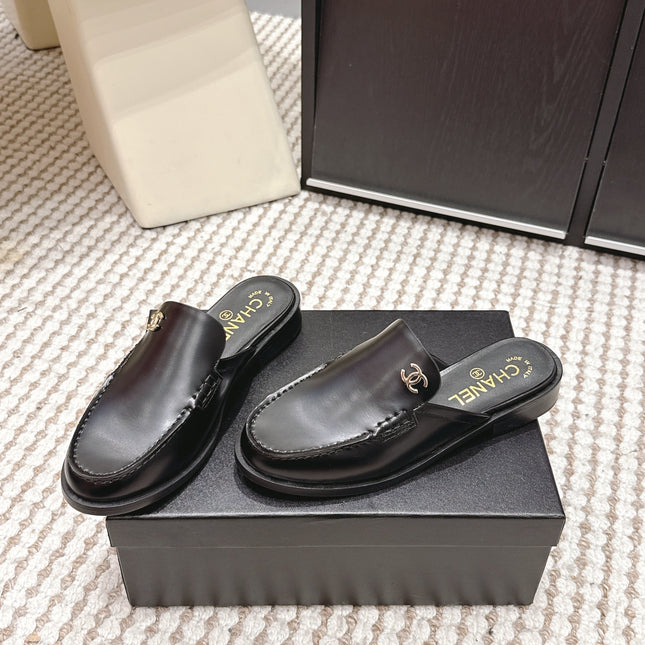 CHANEL 26S LOAFER MULES IN BLACK CALFSKIN